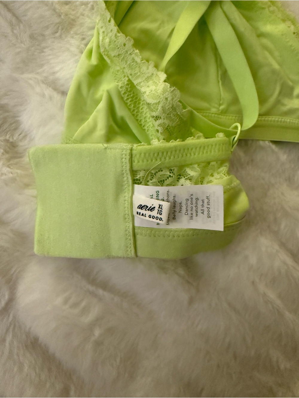 Set of Aerie Lace-Trim Bralette’s in Pink & Lime - Picture 9 of 11